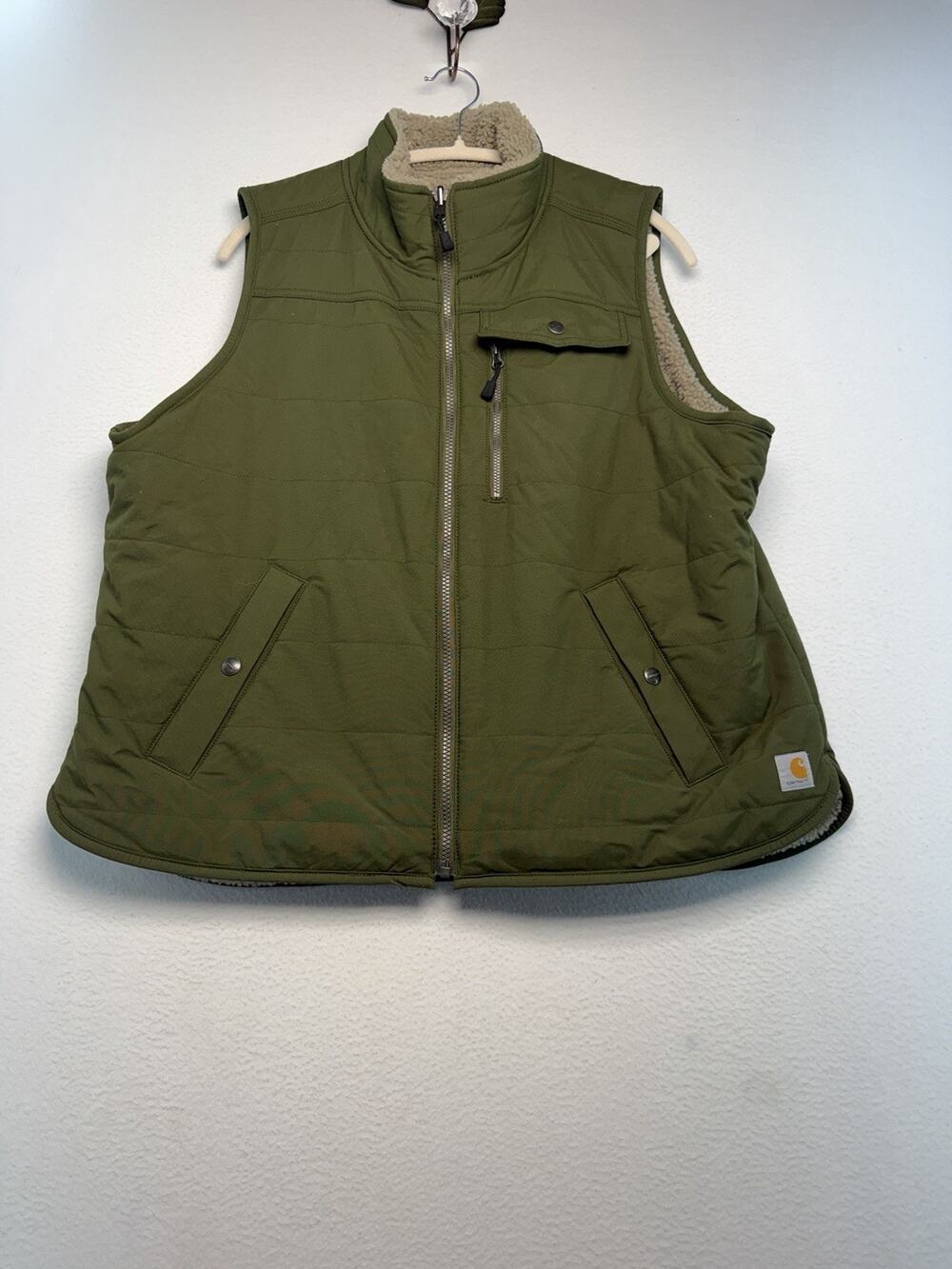 Carhartt Sherpa Outdoor Green Rain Defender Reversible Womens Vest Size XL